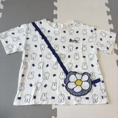 ⭐︎バースデイ＊ミッフィー柄お花ポシェット風ポケット付き半袖Tシャツ青120
