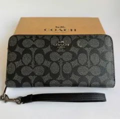 新品 コーチ COACH 長財布 シグネチャー C4452 ブラックスモーク