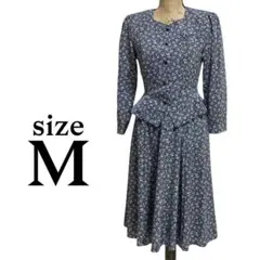 P2427 ワンピース 【M】 ロング 花柄 総柄 フレア 日本製