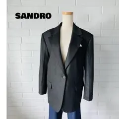 SANDRO サンドロ ピンストライプ ジャケット 黒 34 BLACKのサムネイル