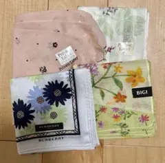 新品未使用 ハンカチ4枚セット BURBERRY含む 花柄 まとめ売り