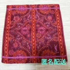 YSL タオルハンカチ ハンドタオル 花柄 赤紫系