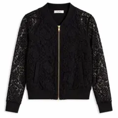 美品　Cornflake ブルゾン　ジップアップ　レース　ブラック　LLサイズ