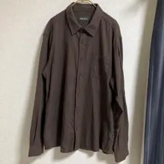 エディバウアー　メンズ長袖シャツ　XL ブラウン字模様