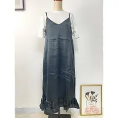 little lily ブラック サテン キャミソールワンピース Tシャツセットのサムネイル