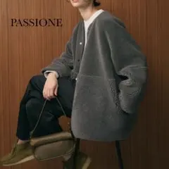 【美品✨️】PASSIONE ボア×ムートンリバーシブルブルゾン グレー系
