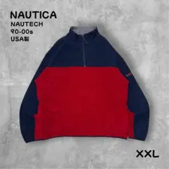 NAUTICA NAUTECH ハーフジップフリース袖刺繍ロゴ ネイビー 2XL