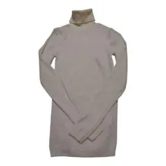 無印良品リブタートルネックセーター S白ホワイトウール100ニット