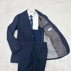 スーツ　セットアップ　オリヒカ　2釦　ネイビー　ストライプ　ウォッシャブル