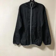 コーナン　フード付きナイロンジャンパー(裏地無し) 前ファスナー●サイズL 黒