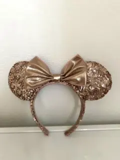 ミニーちゃん　スパンコールピンクゴールド　カチューシャ
