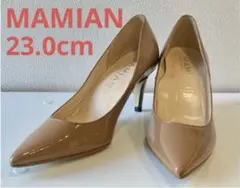 【美品】MAMIAN エナメル パンプス ベージュ 日本製 ポインテッドトゥ