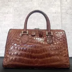 JRA認定 クロコダイル ベージュ ハンドバッグ カデナ マットクロコ