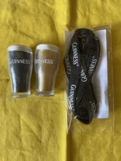 GUINNESS ギネス ネックストラップ カラビナ付 ミニチュアグラス セット