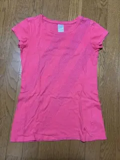 古着 adidas ピンク 半袖 Tシャツ ストライプ