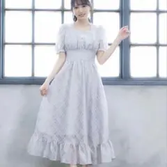 evelyn シアーチェックコルセットOP アイスグレー ワンピース