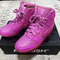 【美品】NIKE×AMBUSH ダンク ハイカットスニーカー ピンク 24cm
