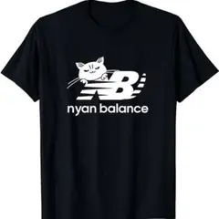 nyan balance 猫 ロゴ風 パロディ シンプル 猫好き Tシャツ新品