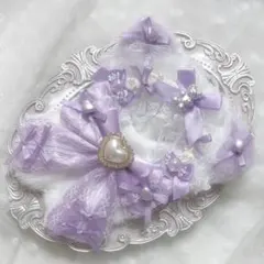 ぬい服　着ぐるみ　10〜12cm用　ホワイト パープル ねこ チェーンフック付き