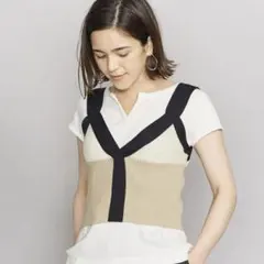 美品　TAN タン メッシュ　ニット　キャミソール ビスチェ　黒　ベージュのサムネイル