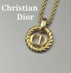 美品 Dior ネックレス CDロゴ サークル ゴールド ヴィンテージ 刻印あり