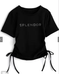 【GRL】 ラインストーンロゴサイドドロストTシャツ【pm876】