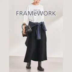 フレームワークFRAMeWORK ≪手洗い可≫フレアーニットスカート ブラックのサムネイル