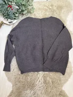 ルクールブラン　ブラウン　38 横リブ編みボートネックプルオーバー　台形型　美品