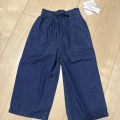 本日のみお値下げ　新品 未使用　デニム ワイドパンツ ネイビー 120cm