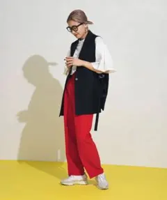 bohmal タックセンタープレスワイドパンツ レッド