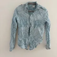 H&M トップス 水色 デニム 長袖 シャツ レディース カジュアル 古着