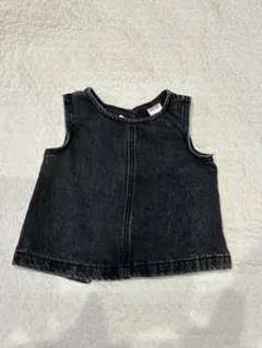 ZARA ブラックデニム ノースリーブ ベスト　86cm