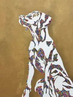 原画 キリン 動物画 絵画 アクリル画 現代アート 細密画 手描き 一点物