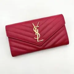 美品✨ サンローランパリ カサンドラ 長財布 キャビアスキン ピンク YSL