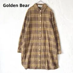 ゴールデンベア／シャツワンピース L 長袖 ネルシャツ チェック柄 ひざ上丈のサムネイル