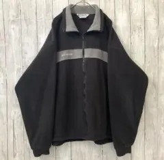 【希少デザイン】 Columbia ブラックフリースジャケット 古着