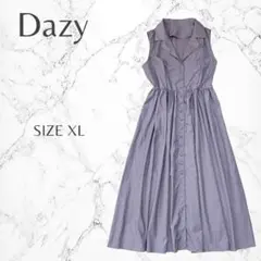 Dazy　大きいサイズ　オープンカラー　ウエスト切替　シャツワンピース　XL