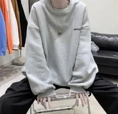 ワンポイントロゴスウェットトレーナー L ユニセックス ライトグレー 裏起毛