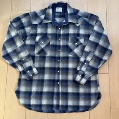 【70's PENDLETON 】 超スペシャル オンブレチェック青×炭シャツのサムネイル