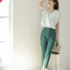 更に値下げPLST トリアセブレンド パンツ テーパード センタープレス　XSS