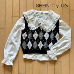 SHEIN アーガイル柄 ベスト ブラウス　セット11-12y