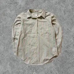 マルチストライプ 長袖シャツ Mサイズ 綿100% レトロ 90s カジュアル