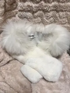 Andy ホワイトファー マフラー　モコモコ　防寒