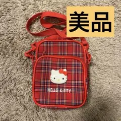 平成レトロ　ハローキティ ショルダーバッグ 赤 チェック