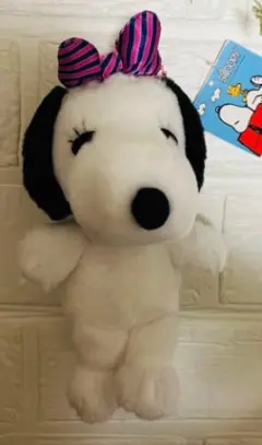 スヌーピー リボン付きぬいぐるみ 約20cm