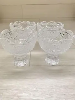 佐々木クリスタル　風雅　高台小鉢　デザートカップ　ガラス製　4個セット　中古