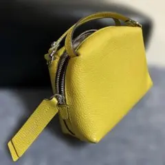 GIANNI CHIARINI アリファS イエロー レザー バッグ シボ革