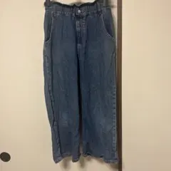 GU ブルー ワイドパンツ カットオフ 　青　150 ジーンズ　ジーパン　春夏