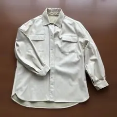 フェイクレザー シャツジャケット アイボリー　メンズMのサムネイル