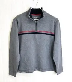 Eddie Bauer XL グレー ハーフジップ ニットセーター